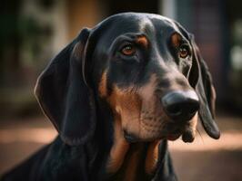 nero e abbronzatura coonhound cane creato con generativo ai tecnologia foto