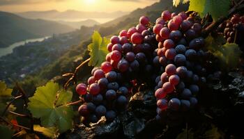 freschezza di maturo uva nel un' vigneto, natura abbondante vinificazione generato di ai foto