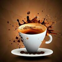 liquido caffè espresso caffè spruzzo con schizzato caffè elemento ai generativo foto