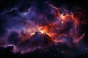 in profondità spazio stelle galassia neon viola colori. ai generativo foto