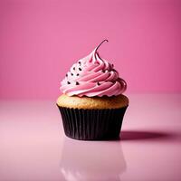 isolato Cupcake su rosa sfondo studio tiro ai generativo foto