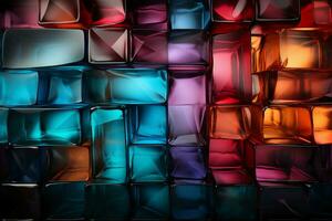 bicchiere mattone parete struttura, traslucido, vivido colore. ai generativo foto