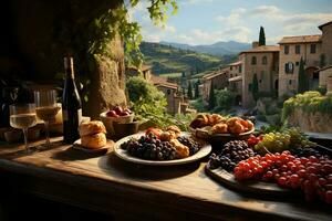 un' pittoresco vigneto sotto il caldo splendore di il pomeriggio sole. ai generativo foto