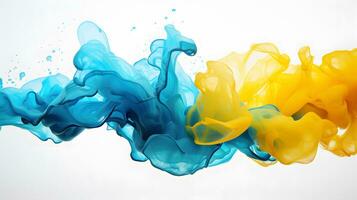 astratto cromatico eruzione - giallo e blu scoppiare, generato ai opera d'arte foto