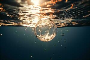 palla di acqua sospeso nel il aria.generativa ai foto