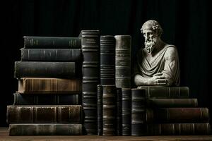 il mondo accademico Vintage ▾ biblioteca greco scultura vecchio libri.generativi ai foto
