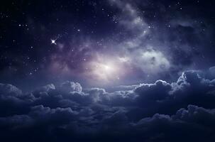 spazio notte cielo con nube e stella, astratto background.generative ai. foto