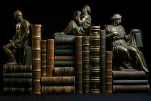 il mondo accademico Vintage ▾ biblioteca greco scultura vecchio libri.generativi ai foto