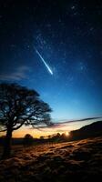 cometa striature attraverso il notte cielo foto