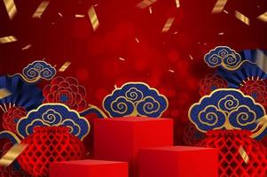 podio palco rotondo podio e arte della carta cinese rosso foto