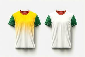 modello gli sport calcio squadra uniformi multicolori camicia, generativo ai illustrazione foto