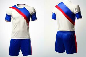 gli sport calcio squadra uniformi multicolori camicia isolato su bianca sfondo, generativo ai illustrazione foto