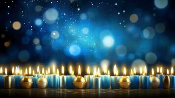 hanukkah festivo celebrazione concetto, splendore di il menorah con splendente candele e stella, generativo ai illustrazione foto