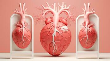 3d illustrazione modello di il umano organo sistema, anatomia, nervoso, circolatorio, digestivo, escretore, urinario e osso sistemi. medico formazione scolastica concetto, generativo ai illustrazione foto