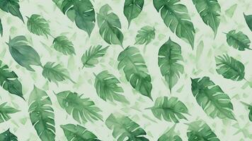 senza soluzione di continuità modello con Monstera le foglie. tropicale sfondo. illustrazione. ai generato foto