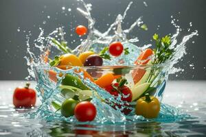 acqua spruzzo su verdure. ai generativo professionista foto