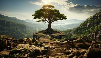 il verde paesaggio, un' tranquillo scena, vetrine natura bellezza generato di ai foto