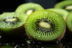 fresco succoso kiwi, macro sparo, estremo avvicinamento ai generato foto