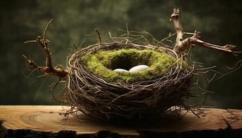 nuovo vita cresce nel natura nido, festeggiare primavera biologico bellezza generato di ai foto