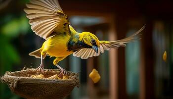 ara perching su un' ramo, alimentazione su insetti nel tropicale foresta pluviale generato di ai foto