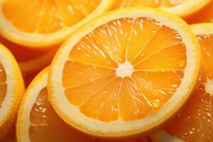 fette di fresco succoso arancia arance ai generato foto