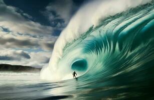 surfer sotto onda sport. creare ai foto