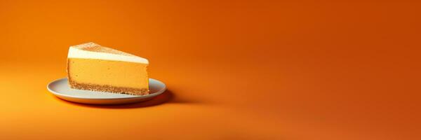 minimalista progettato zucca torta di formaggio creazione isolato su un' vivace pendenza sfondo foto