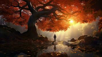 epico fotografia tiro di autunno sfondo con naturale illuminazione. generativo ai foto
