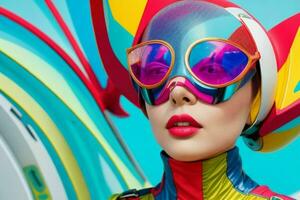 donne nel di moda moderno futurismo stile. ai generativo professionista foto