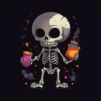 un' Halloween festeggiare kawaii scheletro cranio vettore illustrazione design foto