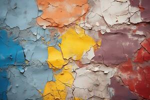 astratto Cracked struttura multicolore calcestruzzo parete sfondo nel pastello colori, generativo ai foto