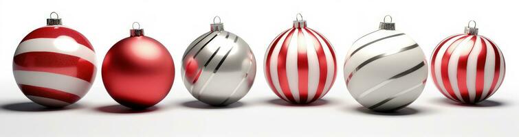 Natale decorazione palle su bianca sfondo, Natale decorazione. generativo ai foto