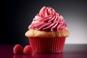 crema rosa cupcake. creare ai foto