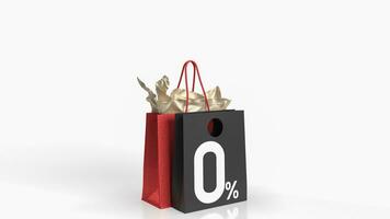 il shopping Borsa e zero per cento per gratuito imposta o promozione concetto 3d interpretazione foto