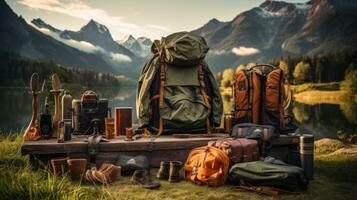 all'aperto avventure. escursioni a piedi e campeggio Ingranaggio foto