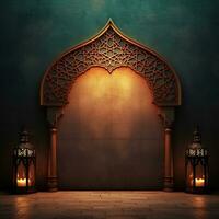 islamico moschea sfondo e interno con Arabo tradizionale ornamento foto