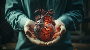 innovativo medicina concetto. cuore simbolo generativo ai foto