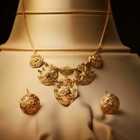 un' oro gioielleria collana Fidanzamento e pietra parola oro su esso foto