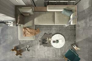 superiore Visualizza contemporaneo vivente camera interno design elegante e elegante 3d interpretazione foto