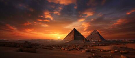 foto paesaggio di piramide a tramonto ai generativo