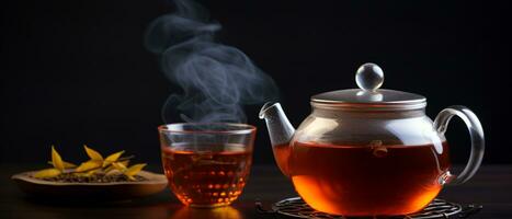 un' tazza di caldo tè ai generativo foto