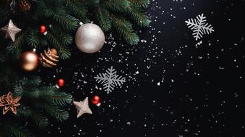 Natale ornamenti con regalo scatole , abete e copia spazio ai generativo foto