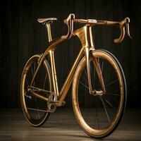 un' bicicletta fatto con rame ai generativo foto