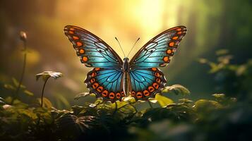 colorato farfalla nel il foresta generato di ai foto