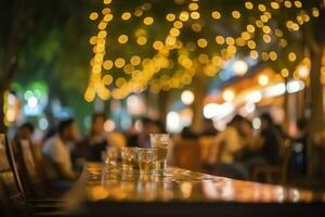 bokeh sfondo di strada bar birra ristorante, all'aperto nel Asia, ai generativo foto