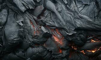 avvicinamento di raffreddato lava textures a partire dal un' vulcano. creato con ai foto