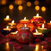 Diwali diya con candele foto