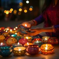 Diwali celebrazione con candele foto