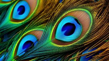 bellissimo pavone piume sfondo generativo ai, ai generato foto