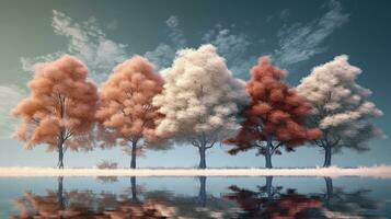 3 d illustrazione. paesaggio con autunno alberi nel il parco creato con ai foto